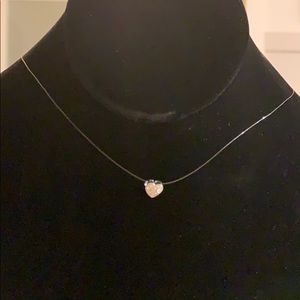 Sparkly crystal heart slider pendant on filament